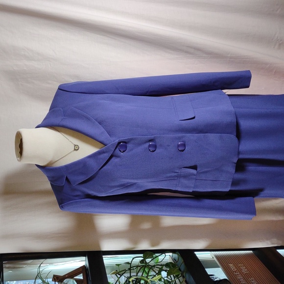 NWT Le Suit Elegant Purple/Merino Blue Blazer & Skirt Suit - Size 8 - Picture 2 of 15